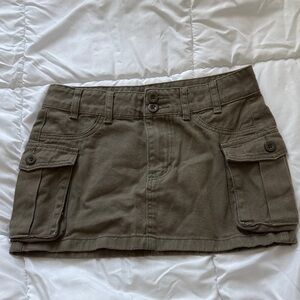Olive Cargo Mini Skirt